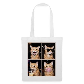 Katzen orange Tabby Katze - Stoffbeutel - Weiß - Vorne
