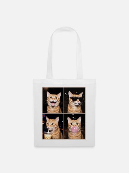 Katzen orange Tabby Katze - Stoffbeutel - Weiß