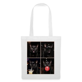 Katzen schwarze Katze - Stoffbeutel - Weiß - Vorne
