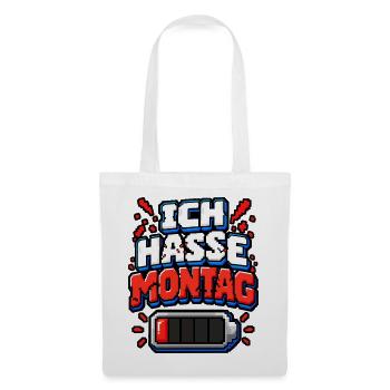 Ich hasse Montag – Pixel Büro Spruch - Stoffbeutel - Weiß - Vorne