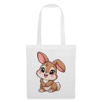 Hase Kawaii Style – Süßes Hasenmotiv - Stoffbeutel - Weiß - Vorne