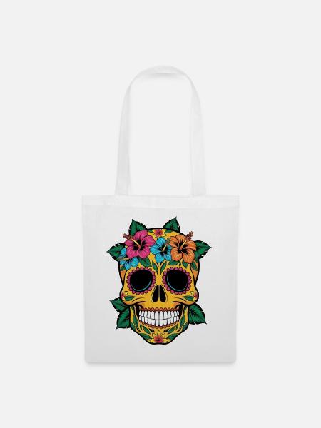 Halloween Sugar Skull - Stoffbeutel - Weiß