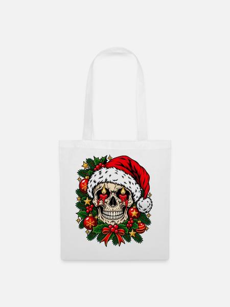 Christmas Skull - Stoffbeutel - Weiß