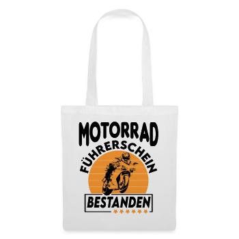 Motorrad Führerschein bestanden Sprüche fahren - Stoffbeutel - Weiß - Vorne