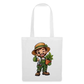 Gärtner Kawaii Style – Süßes Gartenmotiv - Stoffbeutel - Weiß - Vorne