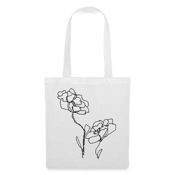 Strek-Rose: Minimalistische Blumenlinie - Stoffbeutel - Weiß - Vorne
