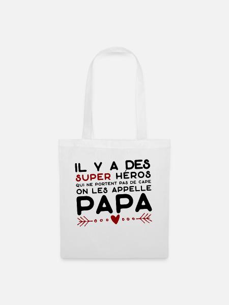 Papa super héros cadeau père - Sac en tissu - blanc