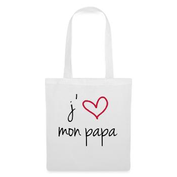J'aime mon papa - Sac en tissu - blanc - Devant