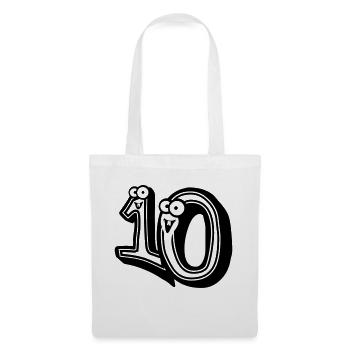 10 Zehn Comic Cartoon 3d Design - Stoffbeutel - Weiß - Vorne