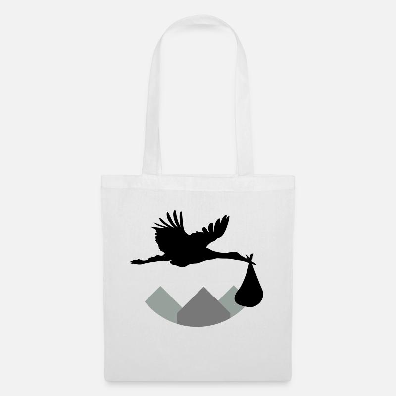 Stork & Baby (Vector) - Stoffbeutel - Weiß