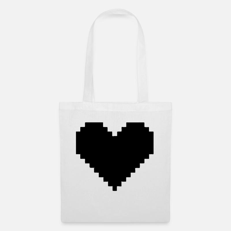 Pixel-Herz - Stoffbeutel - Weiß