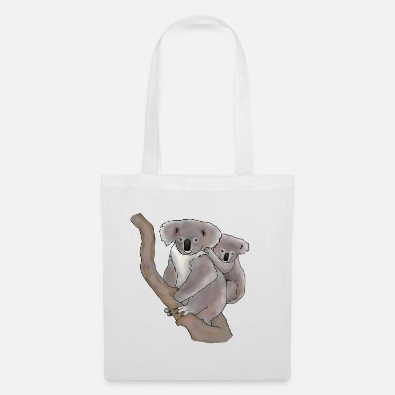 Koala, Mutter und Kind - Stoffbeutel - Weiß