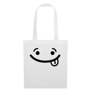 Smile Gesicht Zunge Witzig Lustig Grimasse - Stoffbeutel - Weiß - Vorne
