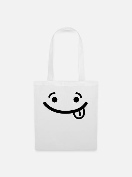 Smile visage langue Drôle Drôle Grimace - Sac en tissu - blanc