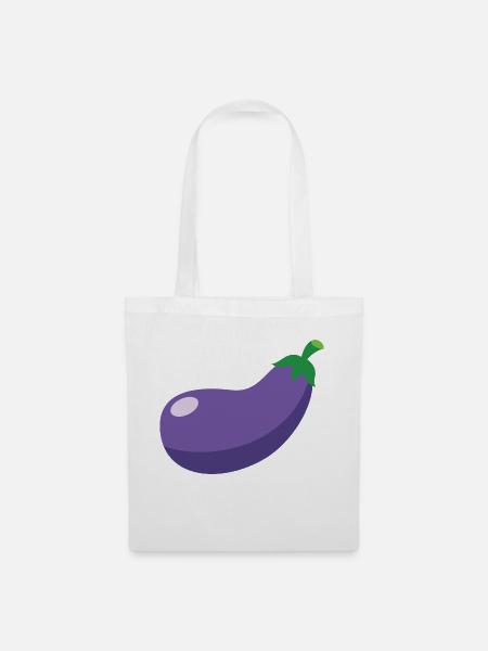 Aubergine - Stoffbeutel - Weiß