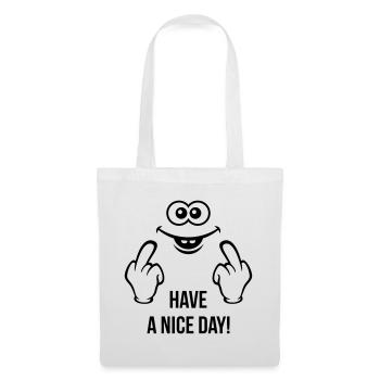 Smiling Face – Have A Nice Day! (Stinkefinger) - Stoffbeutel - Weiß - Vorne
