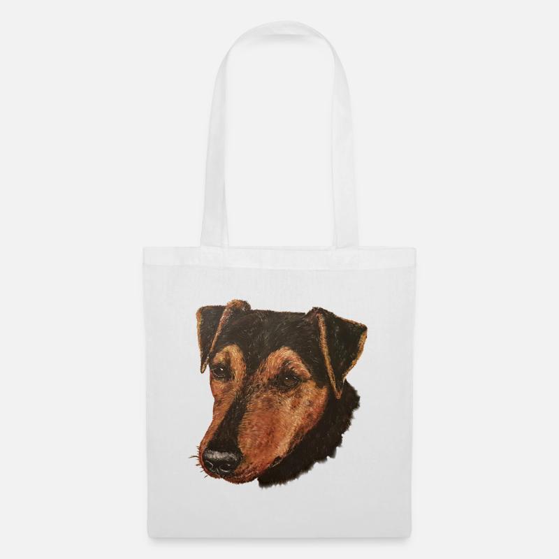 Jagdterrier Portrait - Stoffbeutel - Weiß