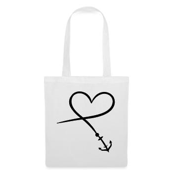 Coeur Symbole Ancre - Sac en tissu - blanc - Devant