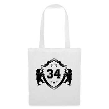 34 Zahl Wappen - Stoffbeutel - Weiß - Vorne