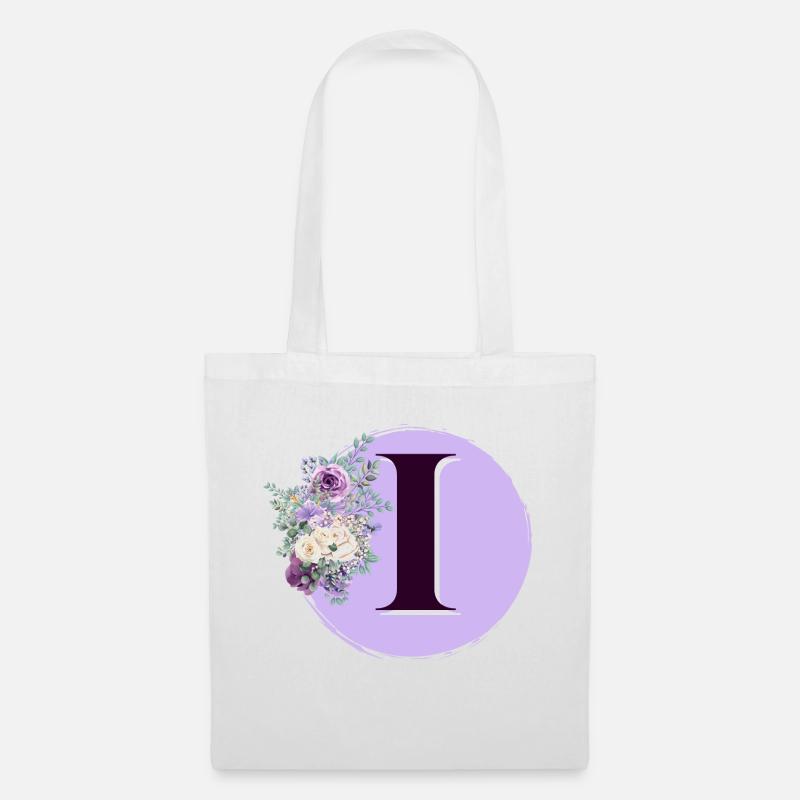 Buchstabe I Blumenkrone - Stoffbeutel - Weiß