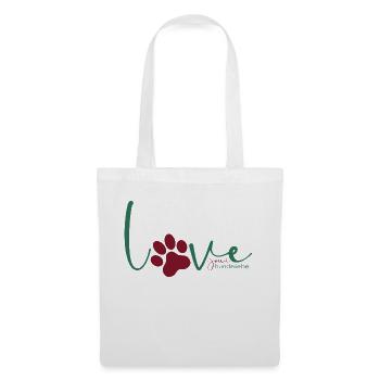 jowi_hundeliebe - love mit Pfote - Stoffbeutel - Weiß - Vorne