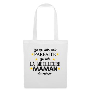Je ne suis pas parfaite je suis la meilleure maman - Sac en tissu - blanc - Devant