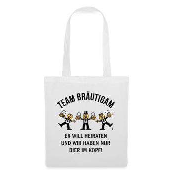 Team Bräutigam (Karikatur / Bier Im Kopf / 3C / B) - Stoffbeutel - Weiß - Vorne