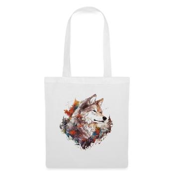 Wolf Wolf’s Head Nature Wilderness Forest Trees Art - Sac en tissu - blanc - Devant