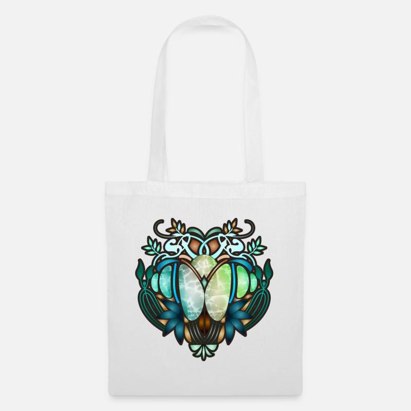 Jugendstil Ornament in transparenter Glas Optik - Stoffbeutel - Weiß