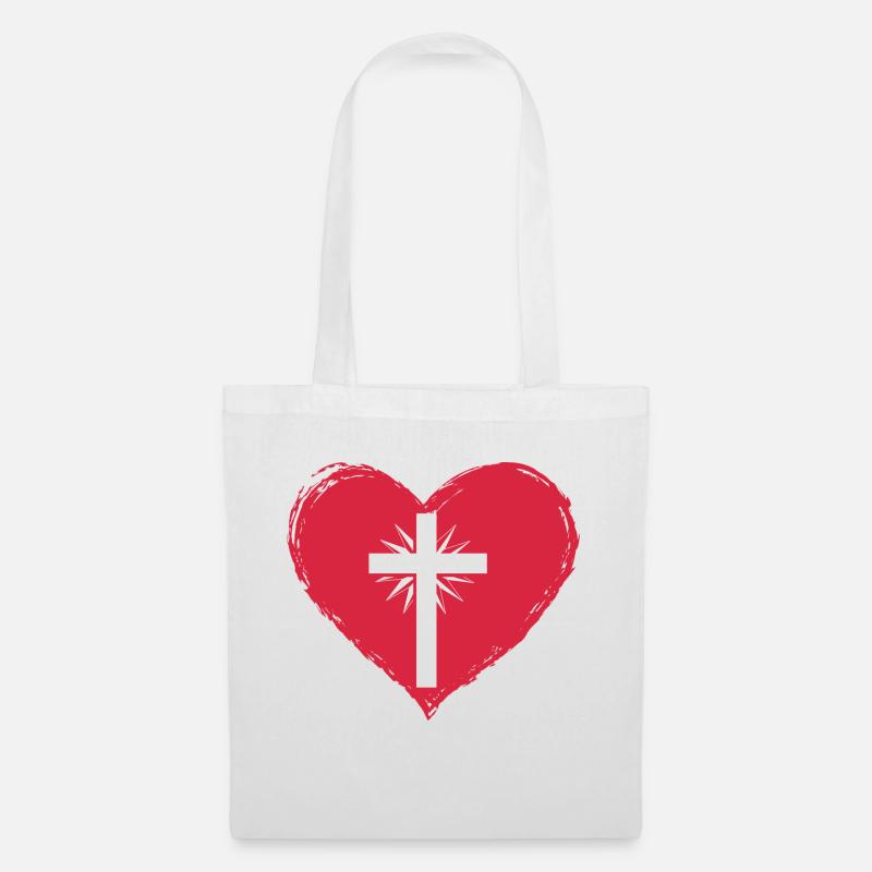 heart cross - Stoffbeutel - Weiß