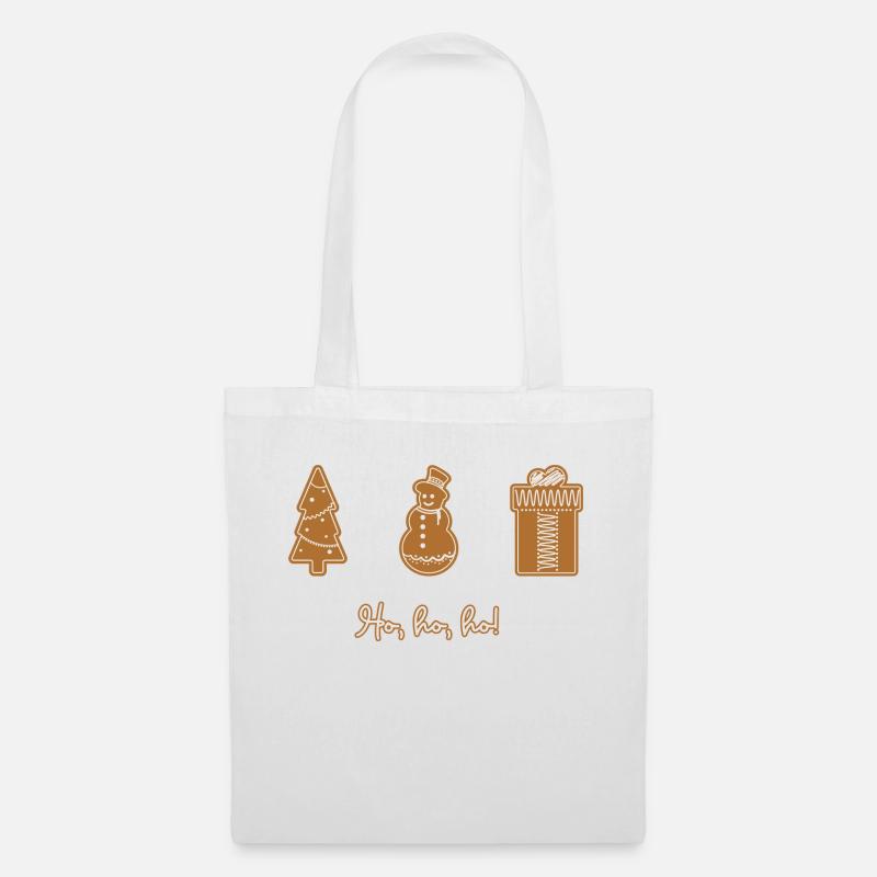 Pan di zenzero Ho, Ho, Ho - Borsa di stoffa - bianco