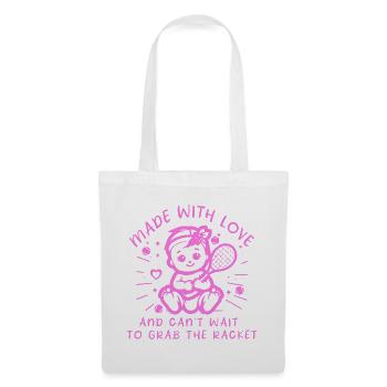 Baby Tennis Body zur Geburt Tennisbaby - Stoffbeutel - Weiß - Vorne