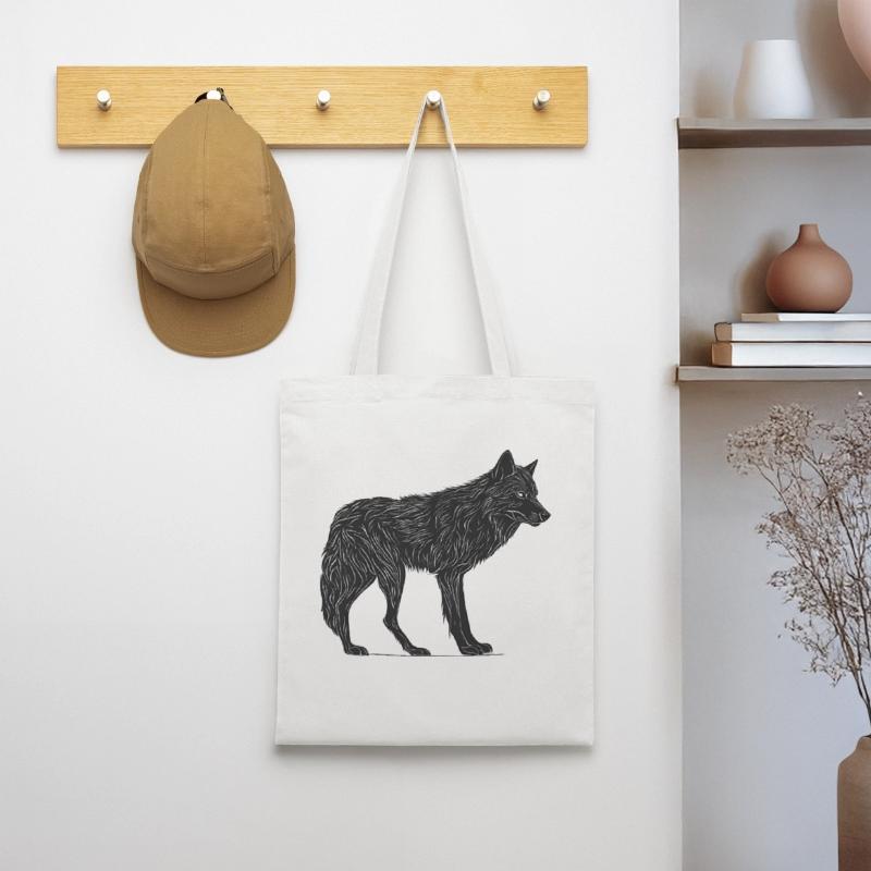 Wilder Wolf - Schwarzer Wolf T-Shirt oder Pullover Stoffbeutel