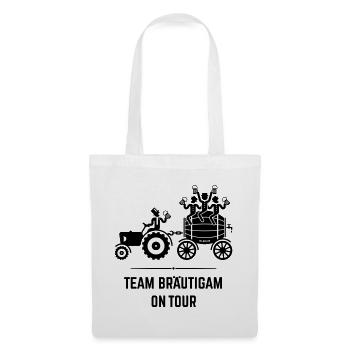 Team Bräutigam On Tour (Trecker Bierfass JGA / B) - Stoffbeutel - Weiß - Vorne