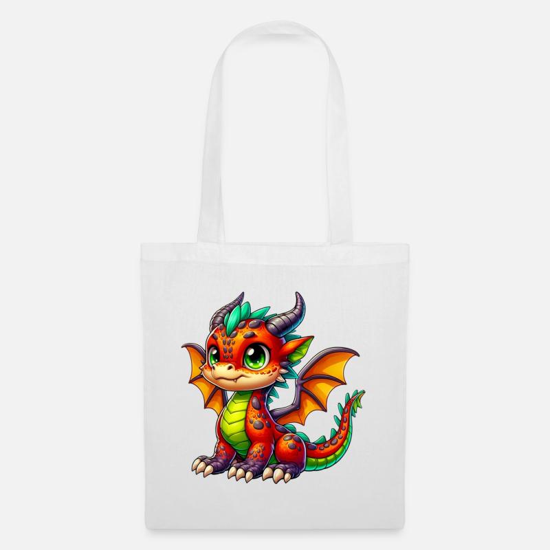 Drache - Stoffbeutel - Weiß