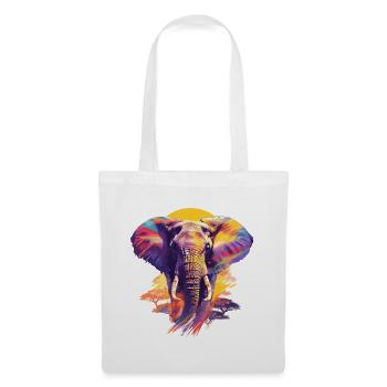 Éléphant Afrique Safari Nature Nature Nature Aquarelle Art - Sac en tissu - blanc - Devant