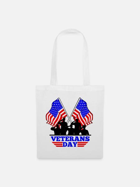 USA-Flagge Veterans Day Emblem - Stoffbeutel - Weiß