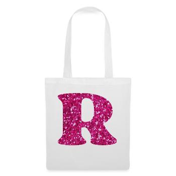 Glitzer rosa Buchstabe r - Stoffbeutel - Weiß - Vorne