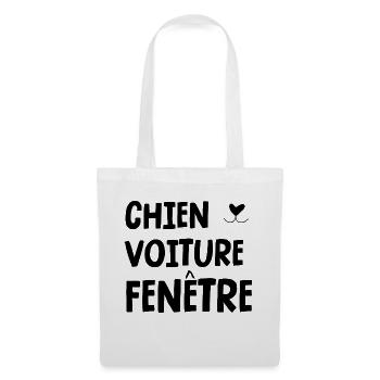 chien voiture fenêtre - Sac en tissu - blanc - Devant
