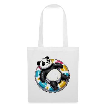 Ein relaxter Panda auf einem Schwimmreifen - Stoffbeutel - Weiß - Vorne