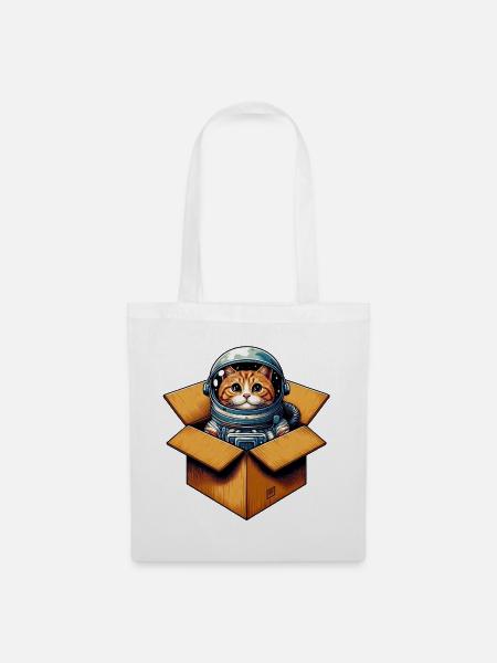 Astronaut Katze - Stoffbeutel - Weiß