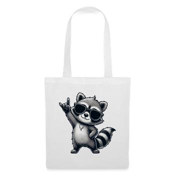 Waschbär mit Rock Pose Raccoon Rock Musik Musiker - Stoffbeutel - Weiß - Vorne