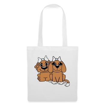 2 Équipe de chiens Deux amis Petites amies Couple Équipage - Sac en tissu - blanc - Devant