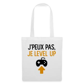 J’peux pas – je level up Geek Gamer Gaming - Sac en tissu - blanc - Devant