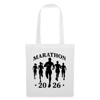 Marathon 2026 Läufer Silhouette Schwarz - Stoffbeutel - Weiß - Vorne