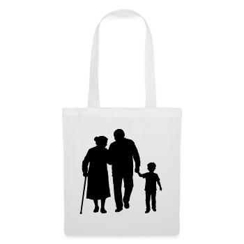 Großeltern Enkelkind Silhouette Spazieren Familie - Stoffbeutel - Weiß - Vorne