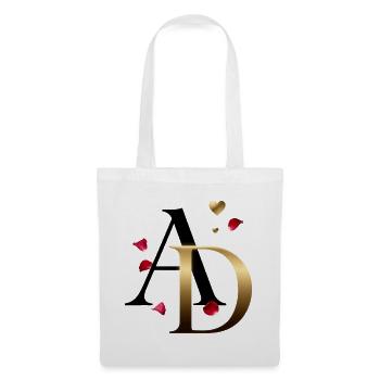AD Goldmonogramm mit Rosen - Stoffbeutel - Weiß - Vorne