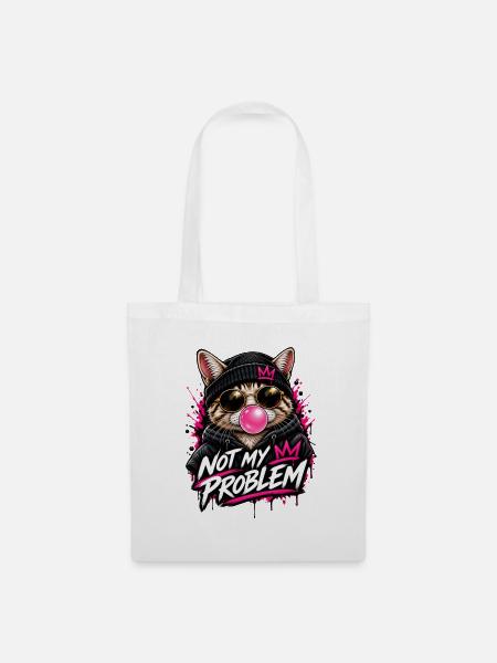 Not My Problem cat Neon Design - Stoffbeutel - Weiß