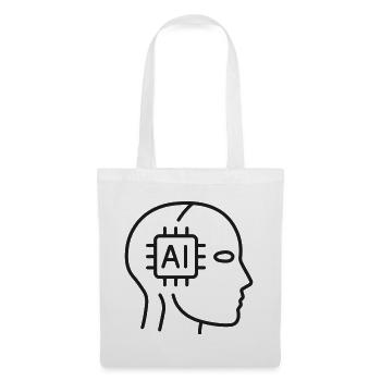 KI-Neuronales Netzwerk Gehirnlinien-Symbol - Stoffbeutel - Weiß - Vorne