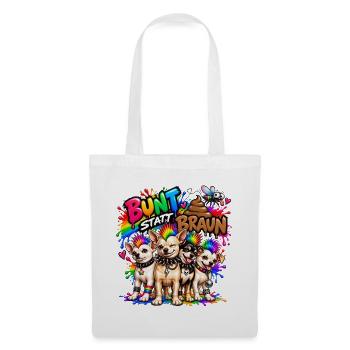 Bunt statt braun - Chihuahua Gang - Regenbogen - Stoffbeutel - Weiß - Vorne